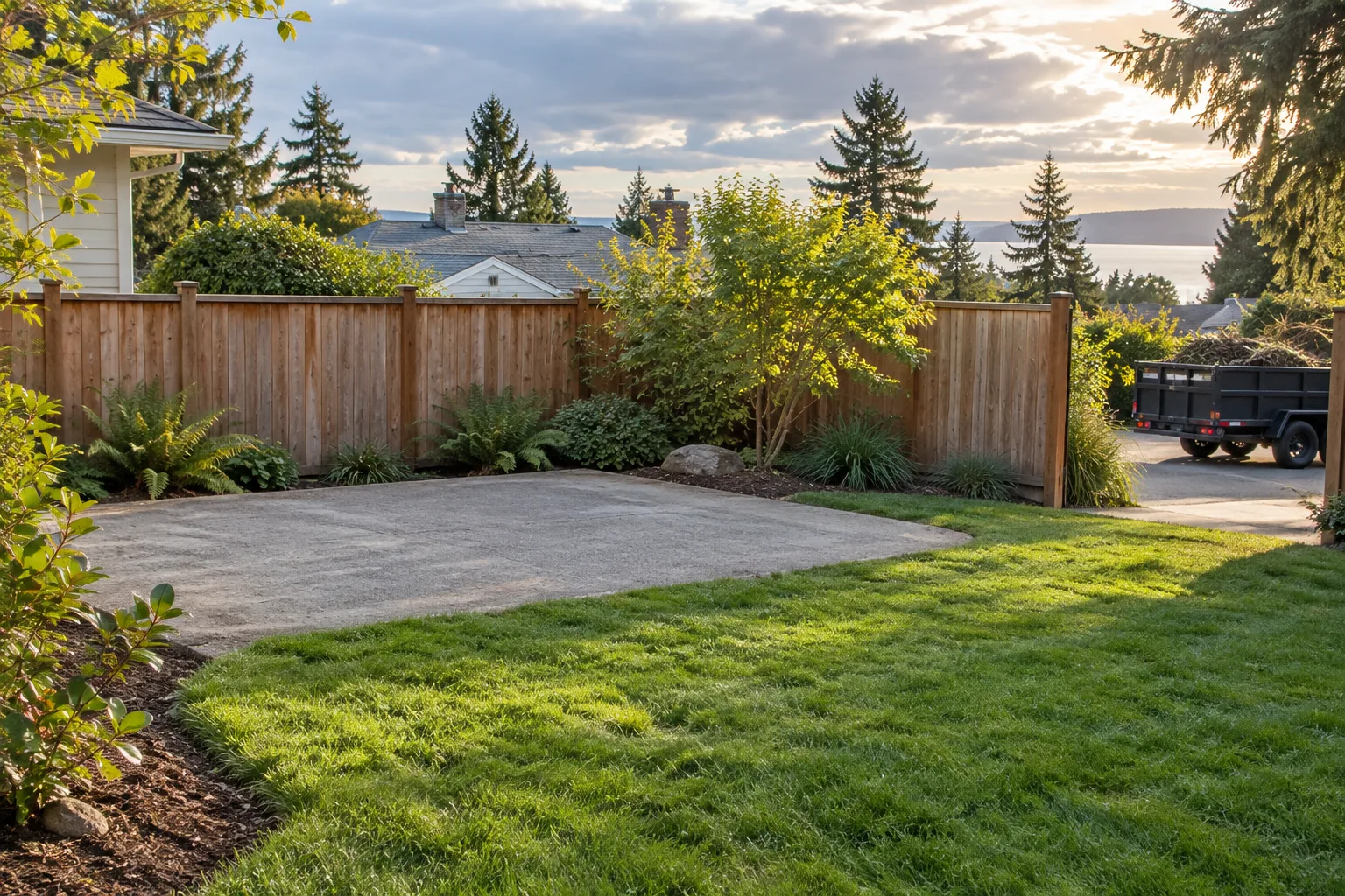 Open backyard pad after a shed has been removed